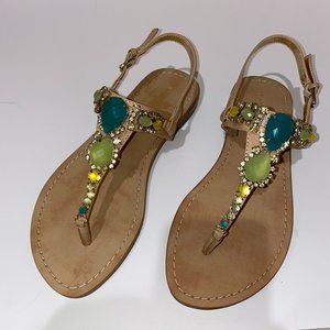Ivanka Trump Jeweled Embellished Thong Flat Sandals 9M